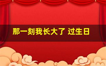 那一刻我长大了 过生日